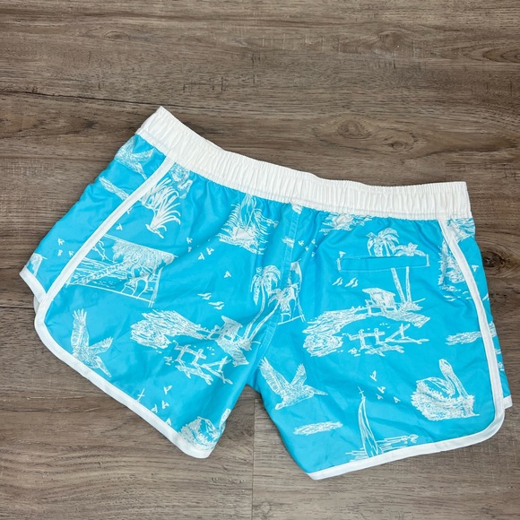 Raya Sun Turquoise and White Nautical Tropical Women Swim Shorts Size L - Picture 2 of 14
